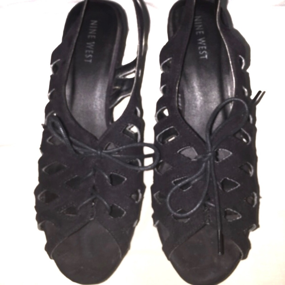 Nine West Faux Suede Black Wedges Vintage.
